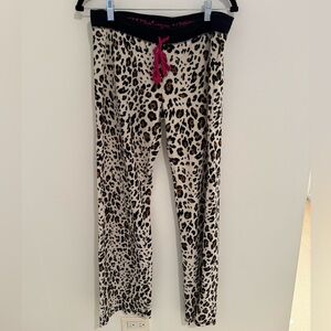 PJ Salvage Leopard Print Pajama Pants with Pink Tie